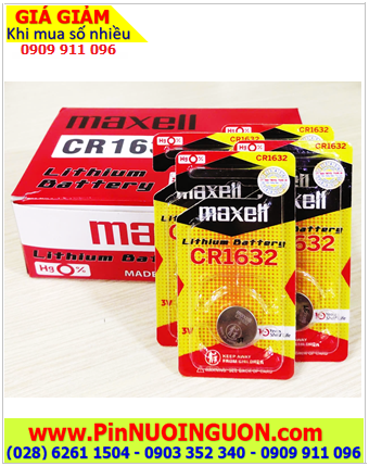 COMBO 1 hộp=10vỉ Pin Maxell CR1632 1BS PRO Lithium 3.0v Made in Japan _Giá chỉ 289.000/Hộp